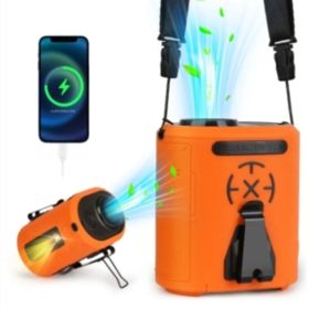 1Pc 5 In 1 Portable Waist Clip Fan With 5 Speeds Flashlight 1WmAh Battery Operated Personal Wearable Turbo Belt Fan Hands-Free Neck Fan For Campi