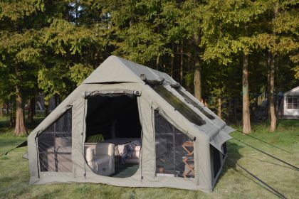 9.8 x13ft Inflatable Camping Tents with Hand Pump, Air Glamping Tents, Easy Setup Waterproof and Windproof Blow up Tent