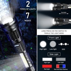 1/2 X Super Hell Taschenlampe Fackel - LED Taktisches Fackel - Zoom - Wasserfest (Option: 1Pc)