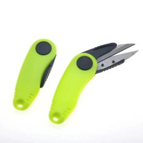 Fishing Quick Knot Tool Kit Fold Scissors Fishing Line Cutter Clipper Fishing Accessories Nipper Hook Sharpener Fishing Tackle (Color: Yellow)