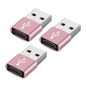 USB 3.0 To USB Type-C 3.0 Adapter Mini High-Speed USB Type C Female To USB Type A Male Charging Data Sync OTG Adapter Converter (Quantity: 3pcs, Color: Rose Gold)