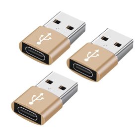USB 3.0 To USB Type-C 3.0 Adapter Mini High-Speed USB Type C Female To USB Type A Male Charging Data Sync OTG Adapter Converter (Quantity: 3pcs, Color: Gold)