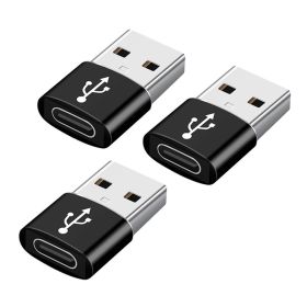 USB 3.0 To USB Type-C 3.0 Adapter Mini High-Speed USB Type C Female To USB Type A Male Charging Data Sync OTG Adapter Converter (Quantity: 3pcs, Color: Black)