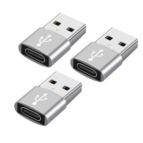 USB 3.0 To USB Type-C 3.0 Adapter Mini High-Speed USB Type C Female To USB Type A Male Charging Data Sync OTG Adapter Converter (Quantity: 3pcs, Color: Silver)
