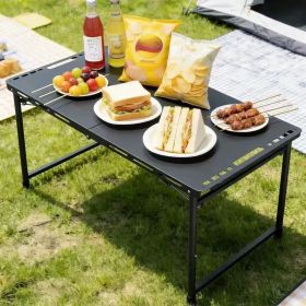 Outdoor quick-open tactical folding table, portable, with portable opening, stainless steel camping outdoor table (size: Large size)